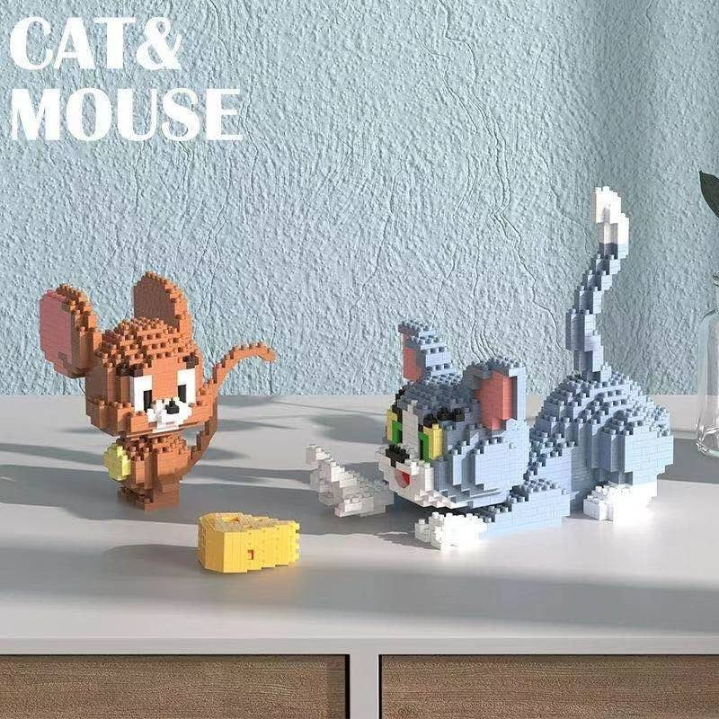 Cat And Mouse Micro-Particle Assembly Blocks Compatible With Lego Creative Ornaments Children's Educational Toys