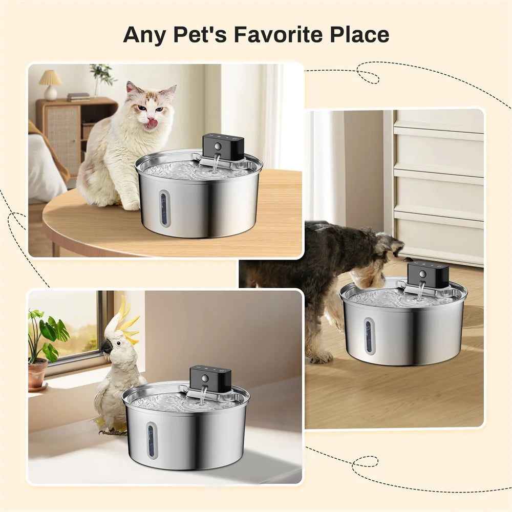 Cat intelligent water dispenser, wireless automatic sensing, cat water dispenser, 304 stainless steel water feeder