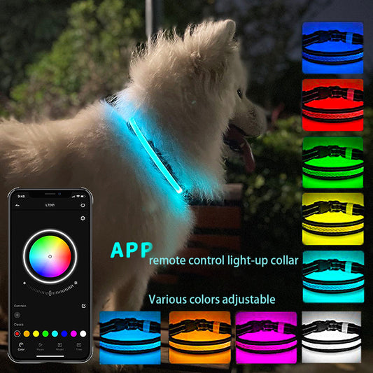 LED Pet Luminous Cat Collar USB Charging Phone APP Application Control