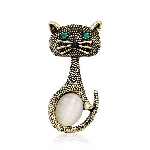 Lively Pride Cat Brooch for Party Shell Metal Crown Blue Crystal Enamel Pin Black Animal Brooch for Women Jewelry Accessories