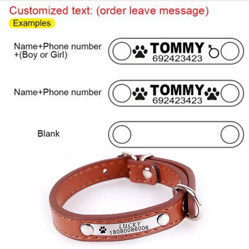 Leather Engraved Cat Collar Custom Cat Pet Collars ID