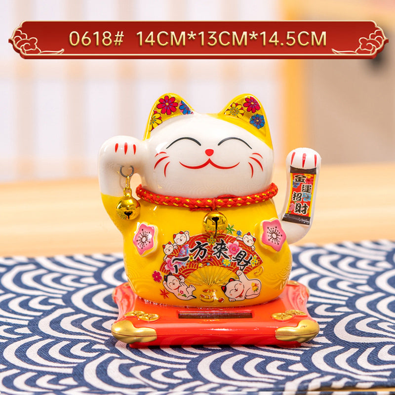 Home Chinese solar lucky cat store gifts can shake hands annual meeting gifts casual car small ornaments decorative crafts