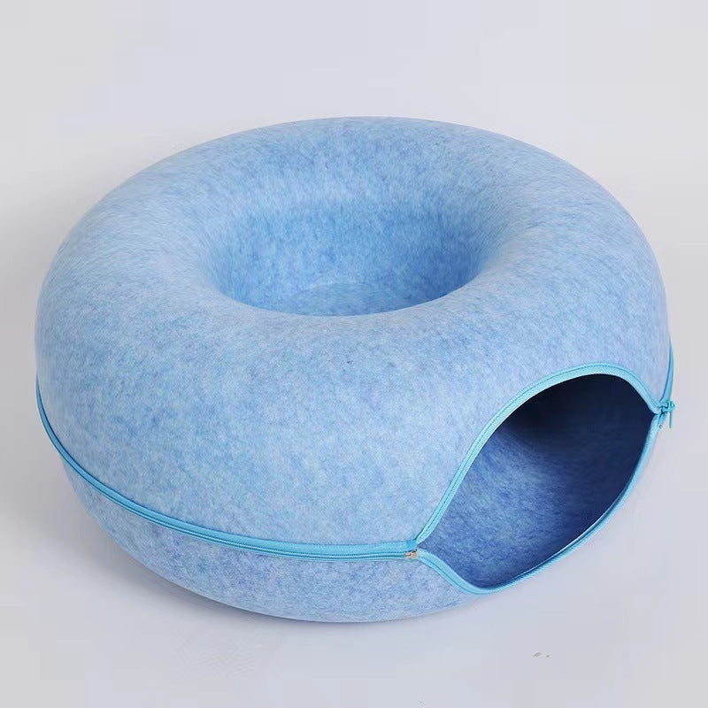 Donut Cat Bed Cats Cushion Nest Sleeping Kitten Cave Puppy Home Bed Cat Tunnel Interactive Game Toy