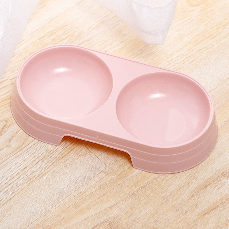 Macarone Double Pet Bowl Plastic Puppy Cat Food Water Drinking Dish Feeder Cat Puppy Feeding Supplies Small Dog Accessories