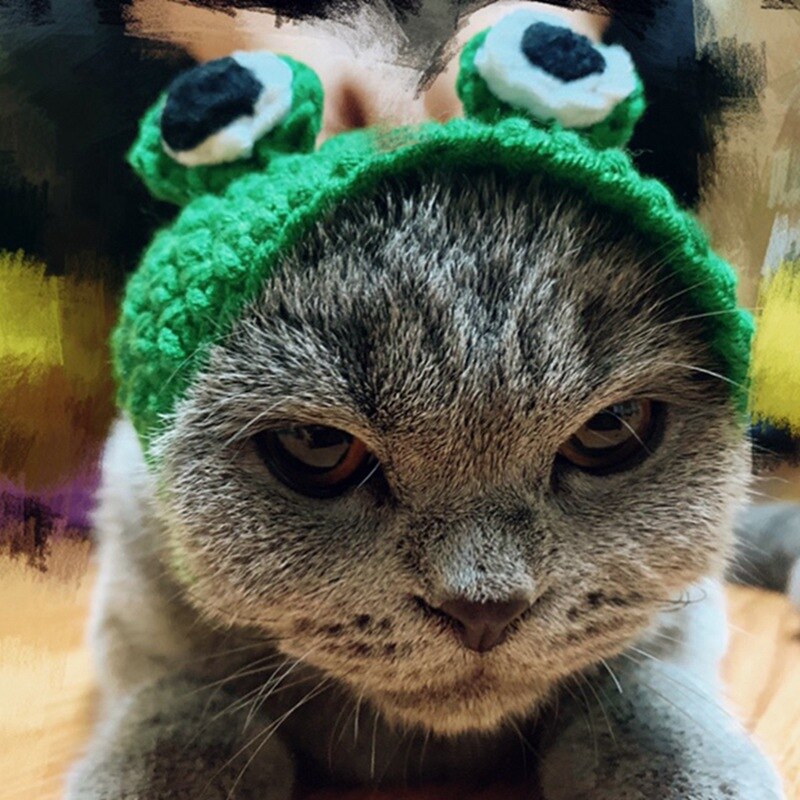 Cat Frog Styling Decorative Cap Casual Cotton Cap Pet Products Handmade Costume Festive Party Head Ornament