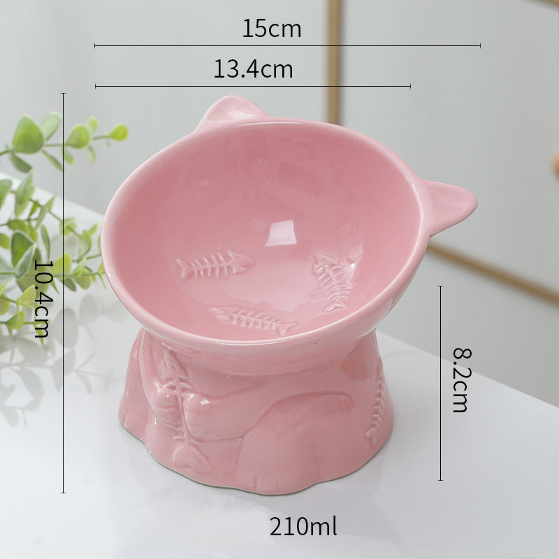 Cute Ceramic Cat Bowl Tall Cat Food Bowl