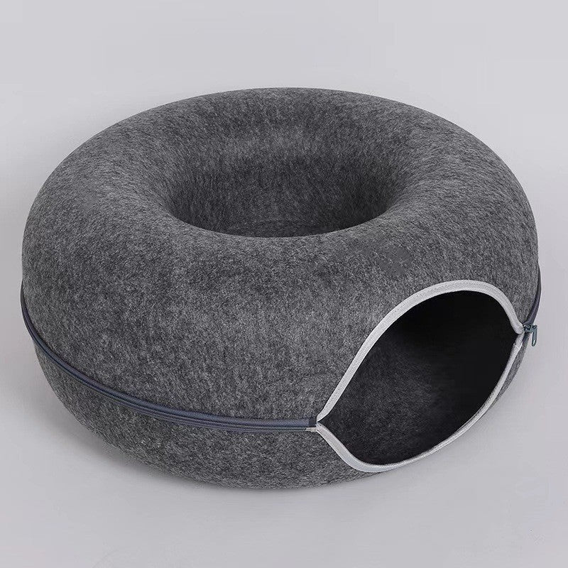 Donut Cat Bed Cats Cushion Nest Sleeping Kitten Cave Puppy Home Bed Cat Tunnel Interactive Game Toy