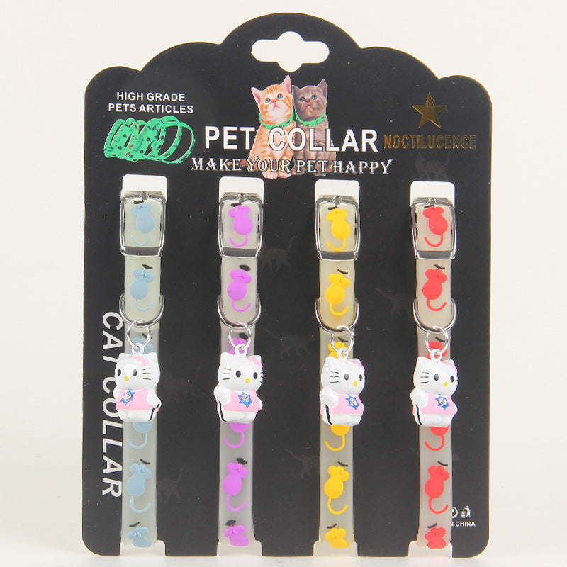 Pet Collars Cat Luminous Bell Collars Adjustable Rubber Luminous Cat Walking Supplies