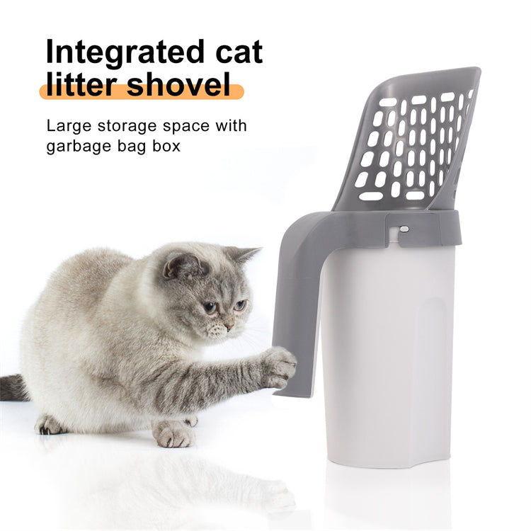 Integrated cat litter shovel