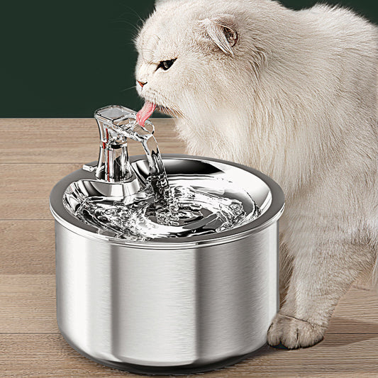 Stainless Steel Cat Water Dispenser Automatic Over-Circulation Flow Pet Smart Water Dispenser Cat Filter Drinking Bowl