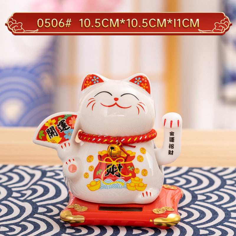 Home Chinese solar lucky cat store gifts can shake hands annual meeting gifts casual car small ornaments decorative crafts