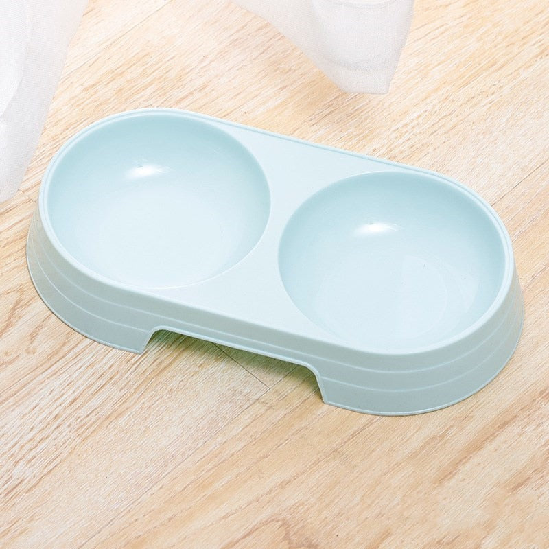 Macarone Double Pet Bowl Plastic Puppy Cat Food Water Drinking Dish Feeder Cat Puppy Feeding Supplies Small Dog Accessories