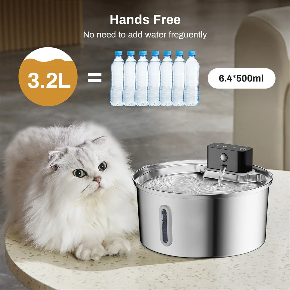 Cat intelligent water dispenser, wireless automatic sensing, cat water dispenser, 304 stainless steel water feeder