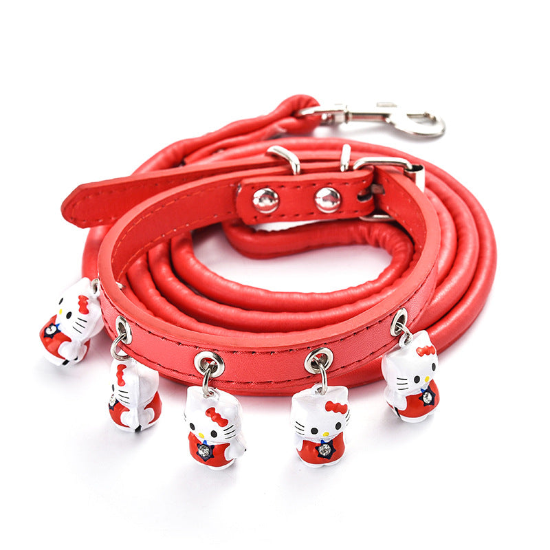 Pet Supplies Cartoon Bells Cat Collars Cat Collars Teddy Bells Chain Leash Set