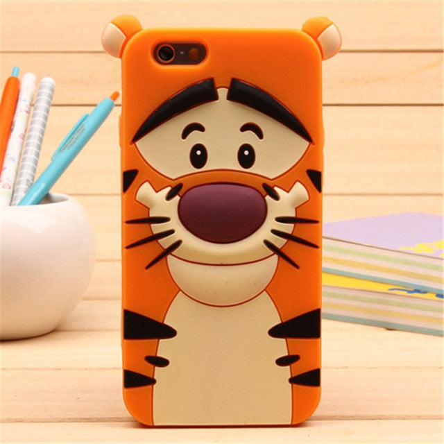 3D Cartoon Soft Silicone Phone Case For iPhone 5S 6 6S 7 8 Plus X Cover Mickey Judy Rabbit Smile Cat Tiger Stitch Unicorn Animal