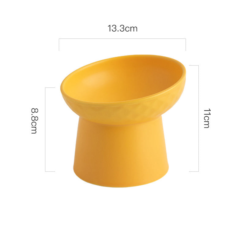 Oblique Mouth Cat Bowl Pet Food Bowl Nordic Fresh Neck Protection Round Wide Mouth Cat Food Bowl High Foot Candy Cat Bowl