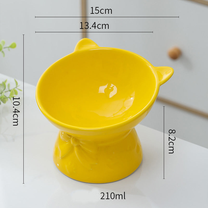 Cute Ceramic Cat Bowl Tall Cat Food Bowl