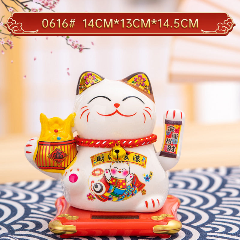 Home Chinese solar lucky cat store gifts can shake hands annual meeting gifts casual car small ornaments decorative crafts