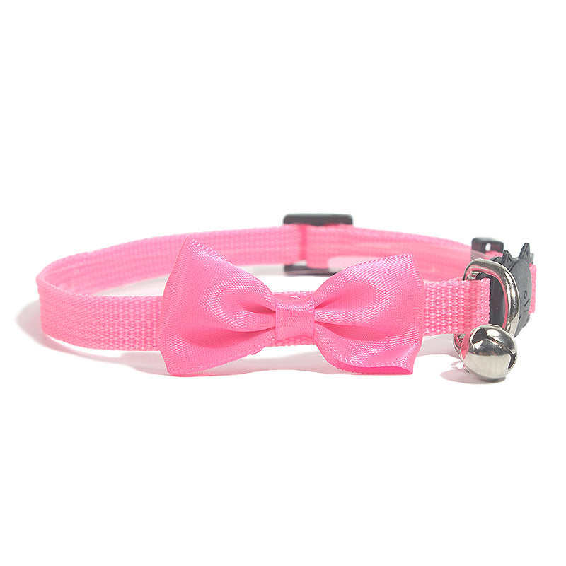 Pet Bow Collar Nylon Webbing Multicolor Adjustable Belt Bell Pet Jewelry Cat Collar Safety Buckle