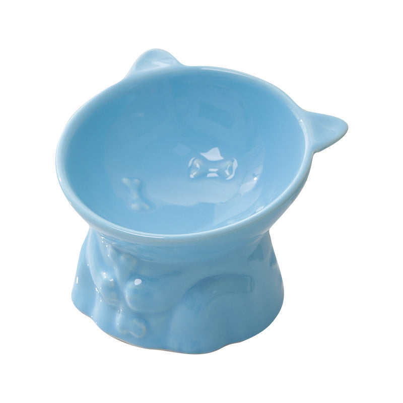 Cute Ceramic Cat Bowl Tall Cat Food Bowl