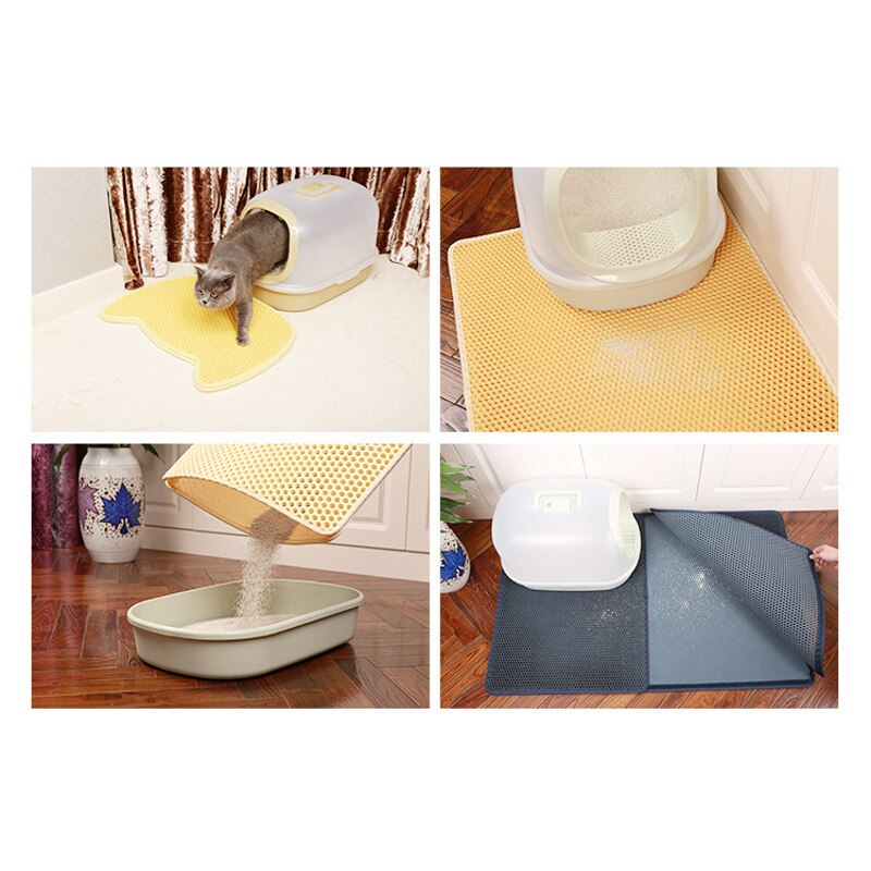 Waterproof Pet Cat Litter Mat EVA Double Layer Cat Litter Trapping Pet Litter Cat Mat Clean Pad Products For Cats Accessories