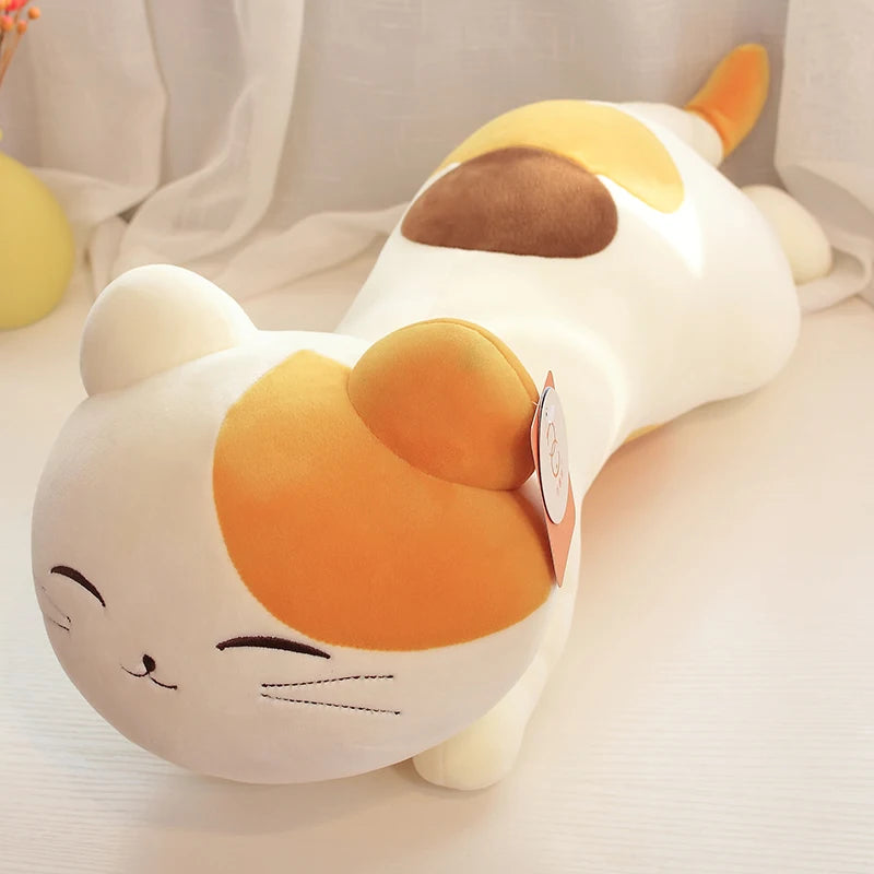 Cartoon Crouching Cat Doll Plush Toy Little Cat Doll Strip Pillow Sofa Cushion Female