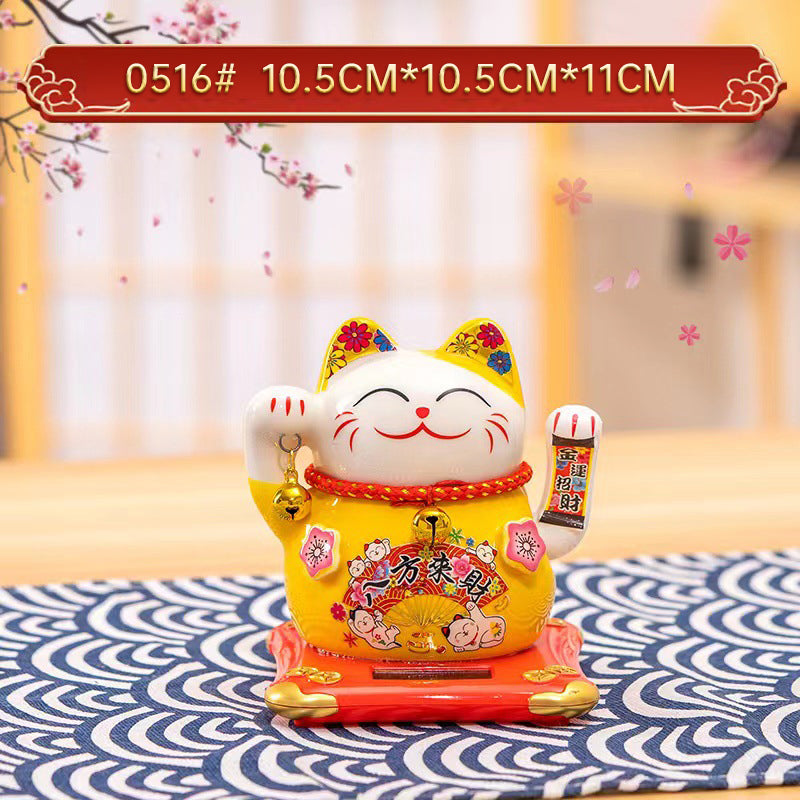 Home Chinese solar lucky cat store gifts can shake hands annual meeting gifts casual car small ornaments decorative crafts