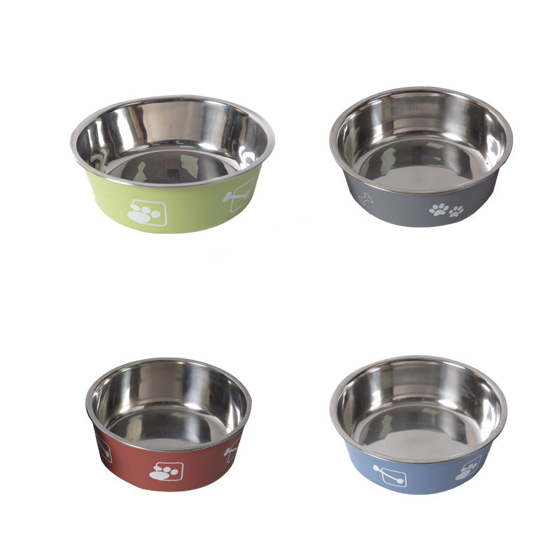 Pet Double Stainless Steel Cat Bowl Cat Bowl Non-Slip Resistant Drop Resistant Feeder Anti Knock Over Cat Food Basin