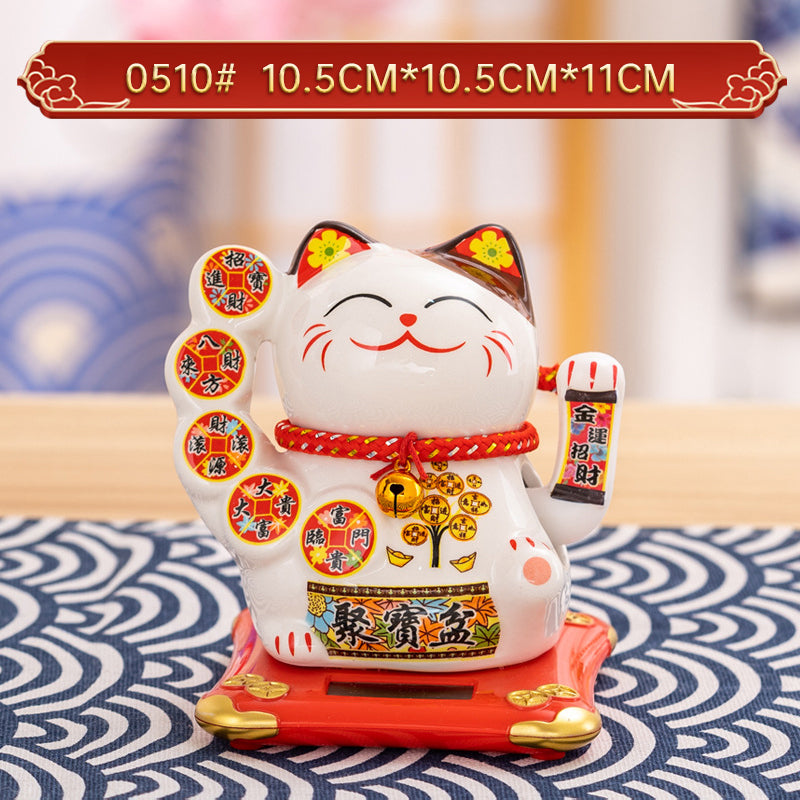 Home Chinese solar lucky cat store gifts can shake hands annual meeting gifts casual car small ornaments decorative crafts