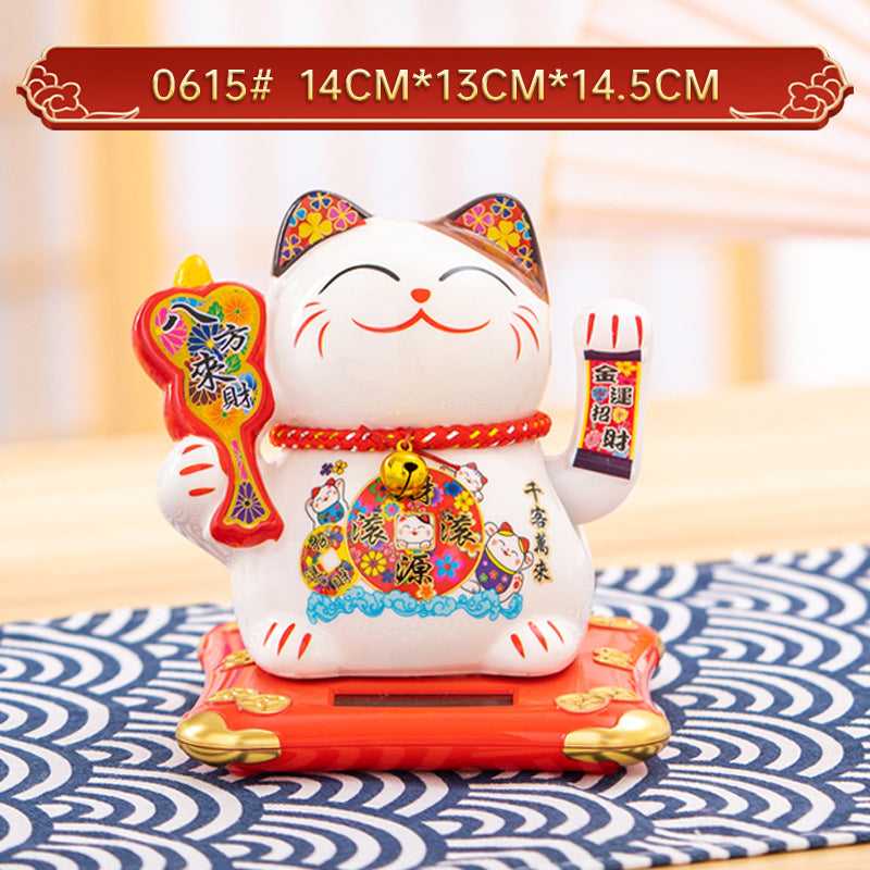 Home Chinese solar lucky cat store gifts can shake hands annual meeting gifts casual car small ornaments decorative crafts