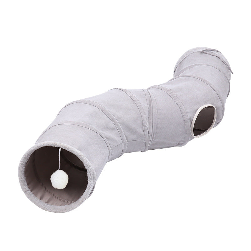 Suede S-type Cat Tunnel Toy Foldable Channel