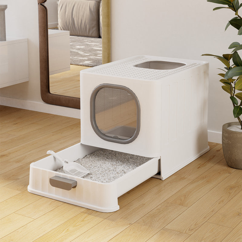 Fully Enclosed Litter Box Large Plastic Folding Deodorant Anti-splash Cat Toilet Cat Cleaning Supplies Wholesale