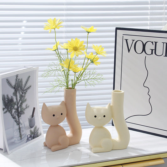 Cute Cat Vase Home Living Room Ornament Decorations