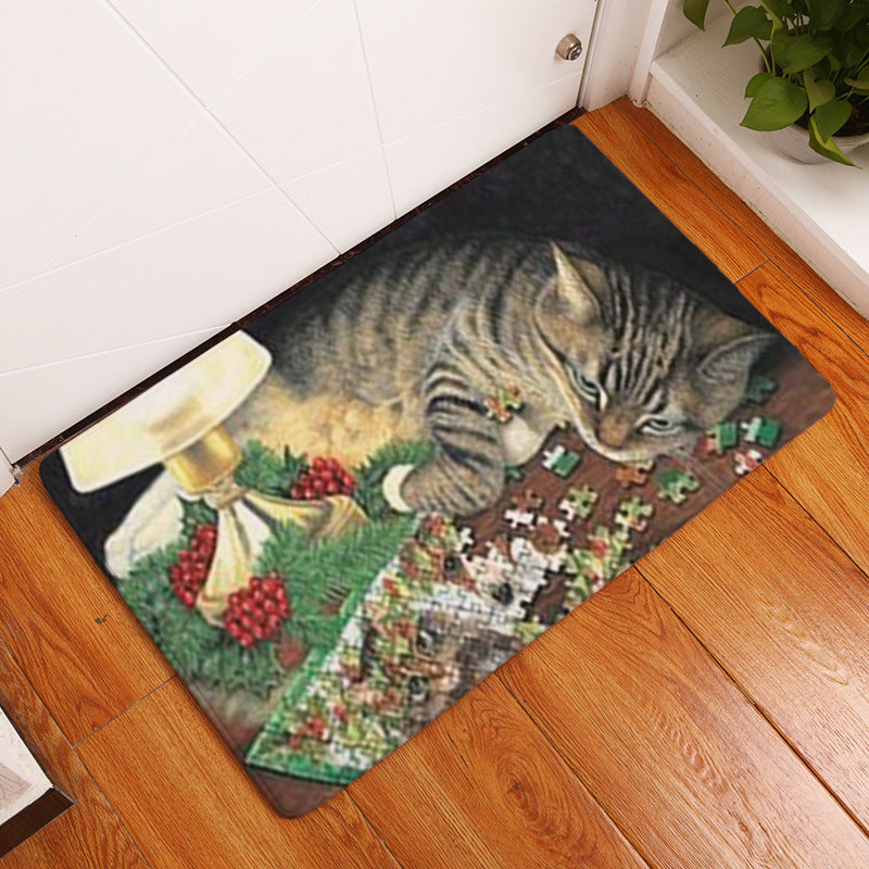 Retro Cartoon Cat Cute Pattern Floor Mat