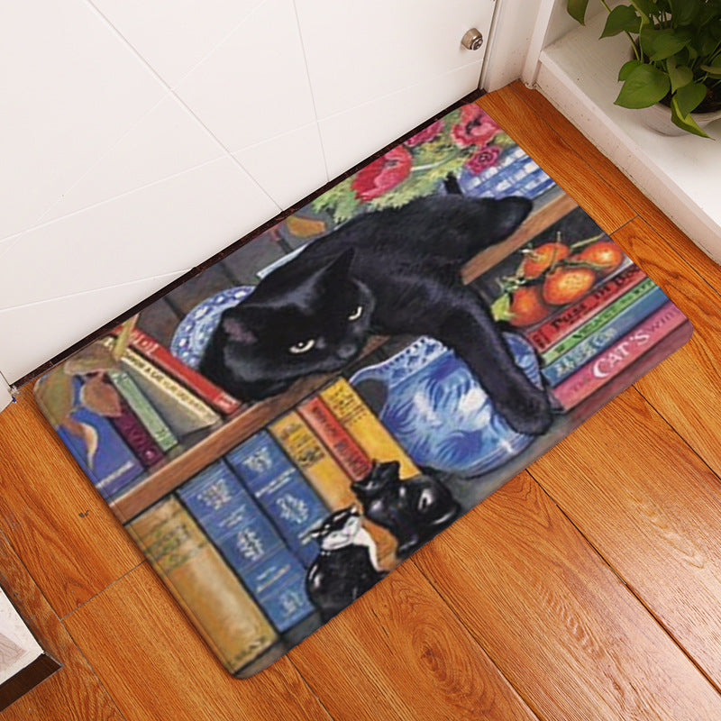 Retro Cartoon Cat Cute Pattern Floor Mat