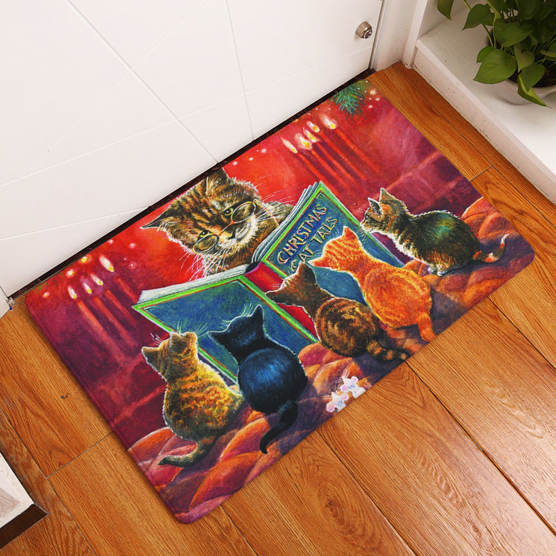 Retro Cartoon Cat Cute Pattern Floor Mat