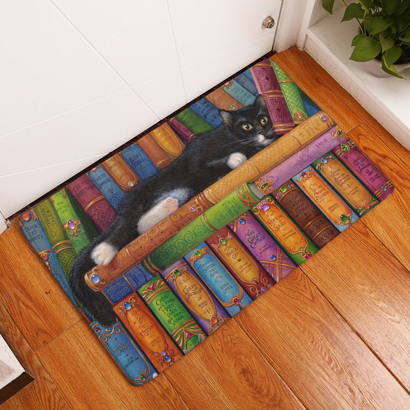 Retro Cartoon Cat Cute Pattern Floor Mat