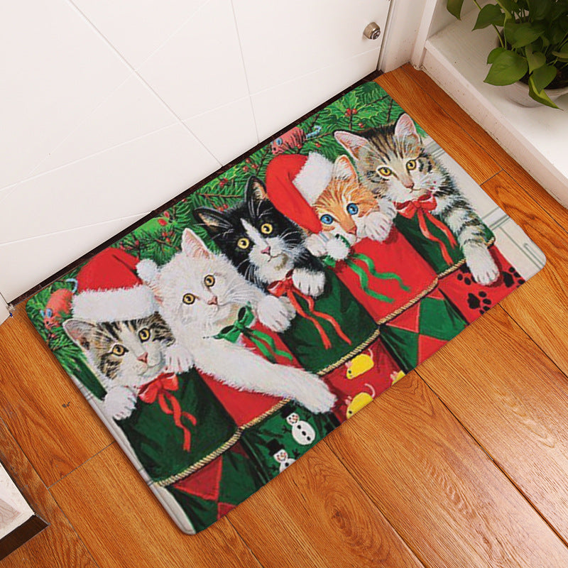 Retro Cartoon Cat Cute Pattern Floor Mat