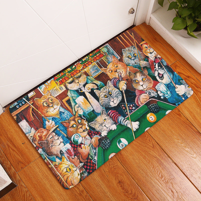 Retro Cartoon Cat Cute Pattern Floor Mat