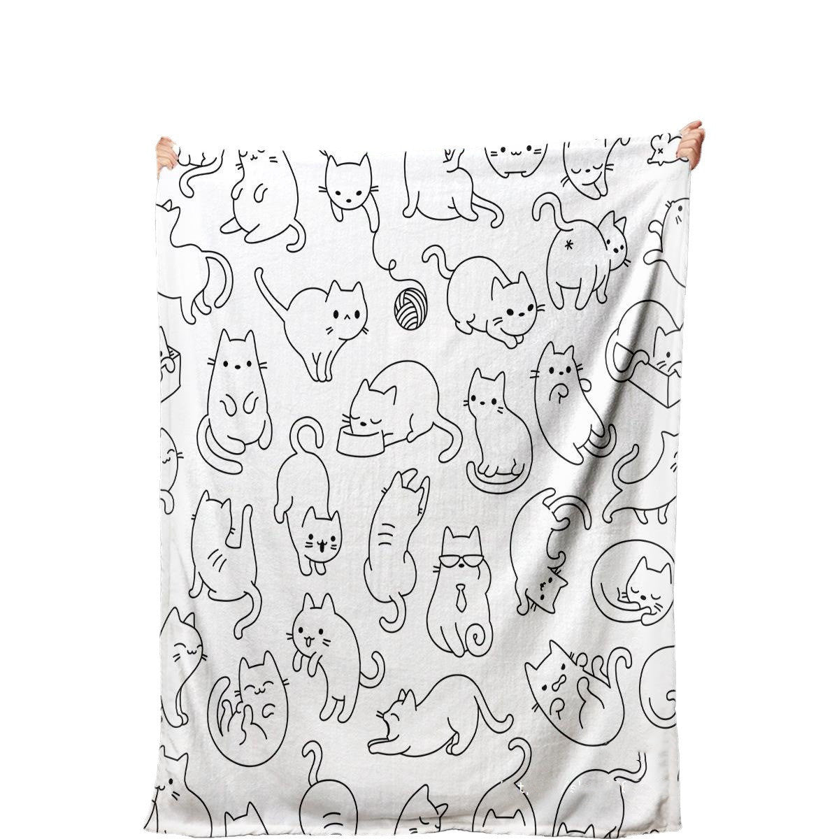 Cute Cat Digital Printing Flannel Blanket