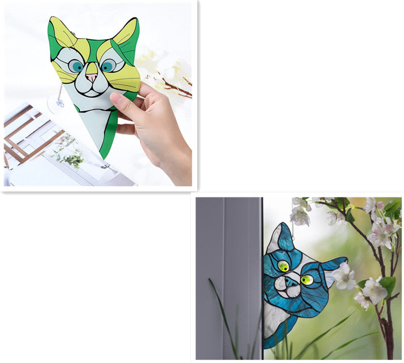 Stained Glass Cat Window Hanger Decoration