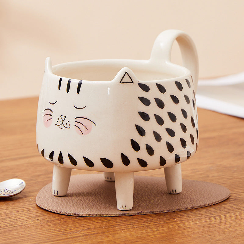 Cat Illustration Cup Coffee Breakfast