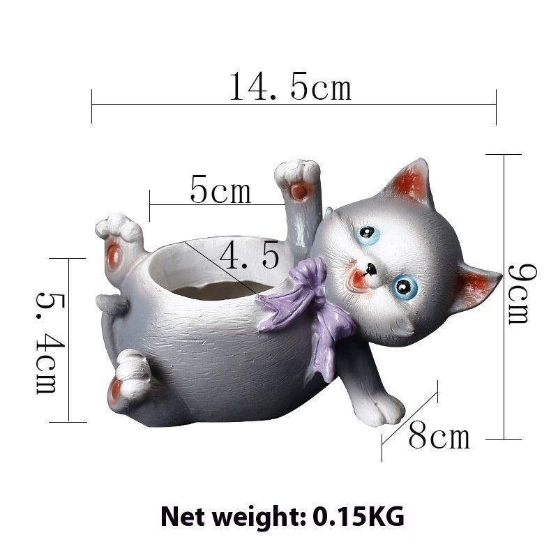 Cartoon Animal Resin Cat Flowerpot Desktop Basin