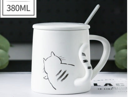 Japanese style cat tail ceramic mug