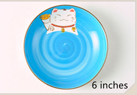 Japanese Style Cartoon Lucky Cat Ceramic Bowl