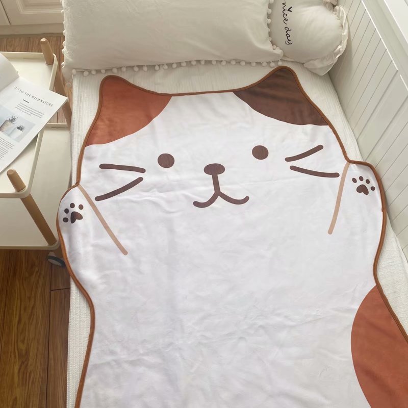 Cartoon Cute Cat Flannel Blanket Children Quilt Office