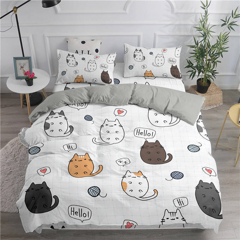 Cute Cat Print Cartoon Bedding