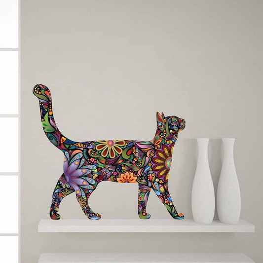 Color Pattern Cat Mandala Cartoon Wall Sticker