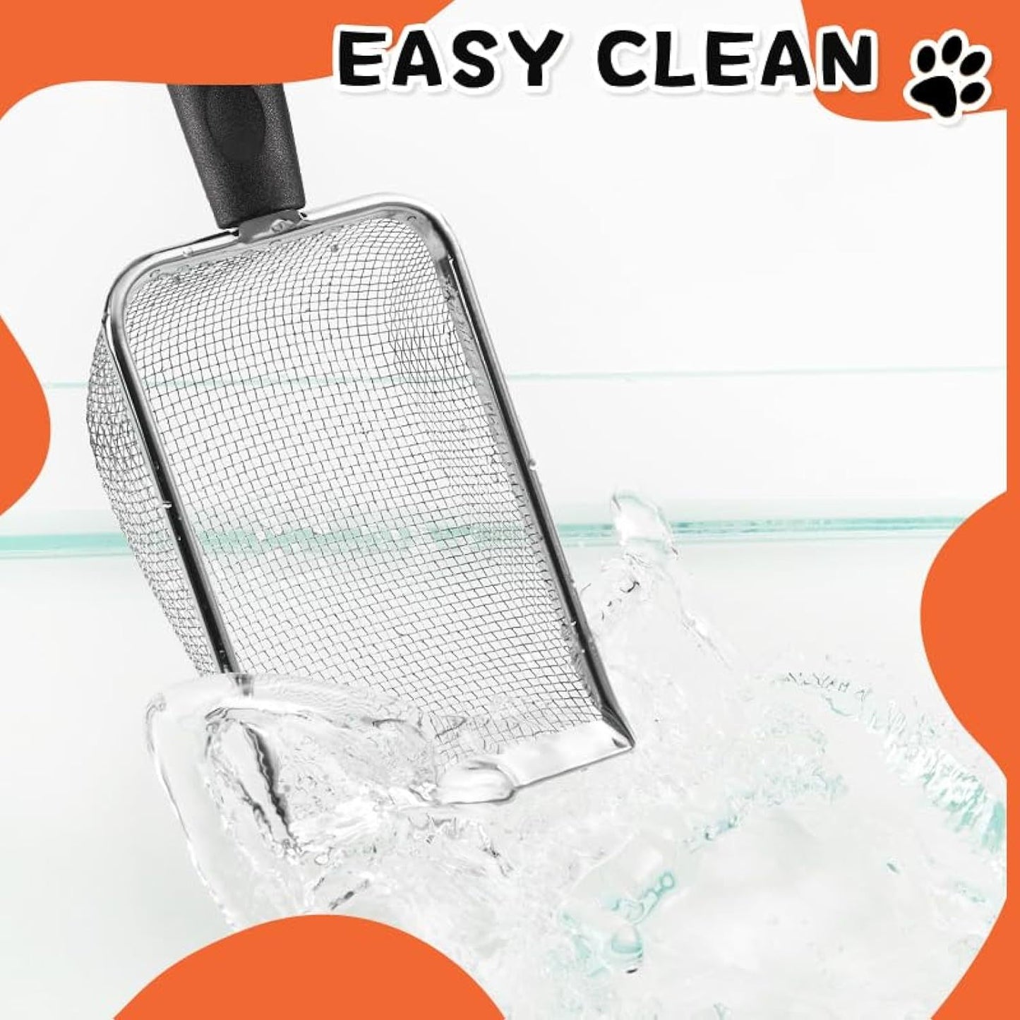 Cat Litter Scoop Stainless Steel Mesh Litter Shovel Deep Shovel Reliable Litter Cleaner Corner Shovel Beach Shovel Easy To Clean Reptile Terrarium Sand Waste Dark Black