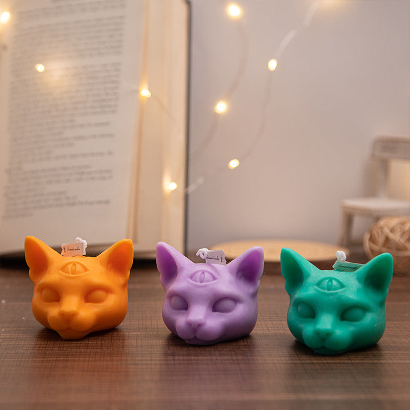 Halloween Three-eye Cat Head Aromatherapy Candle